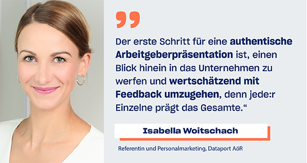 Isabella Woitschach, Referentin Personalmarketing bei Datatport AöR, hat uns im Interview verraten, welche Bedeutung die Top Company-Auszeichnung für das Employer Branding hat.