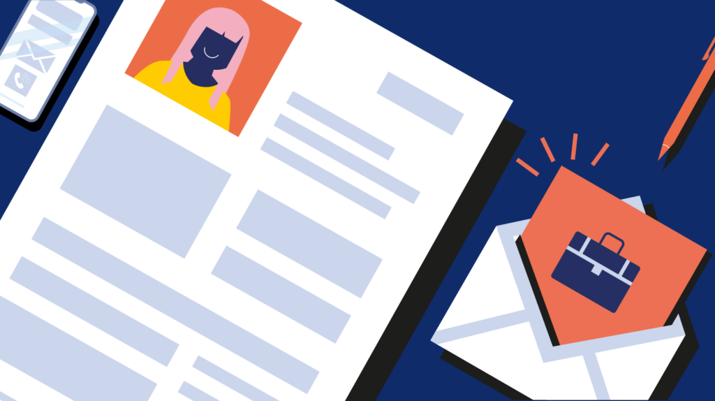 Illustration eines digitalen Profils und eines geöffneten Briefumschlags, die symbolisch für die kununu Artikelserie von Marcus Merheim über Employer Branding steht.m