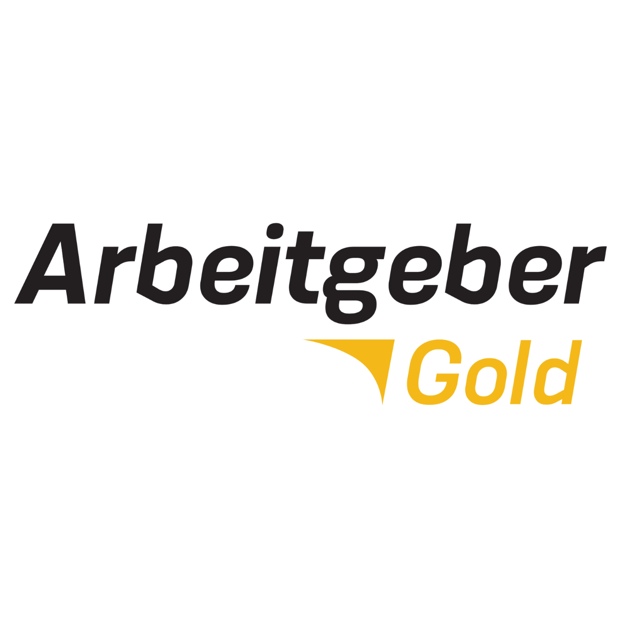Logo mit dem Schriftzug Arbeitgeber in Schwarz und Gold auf transparentem Hintergrund